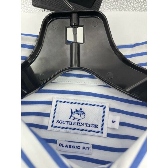 Sounthern Tide Classic Fit Blue White Stripe Collared Men’s Button Down Shirt - Picture 4 of 6